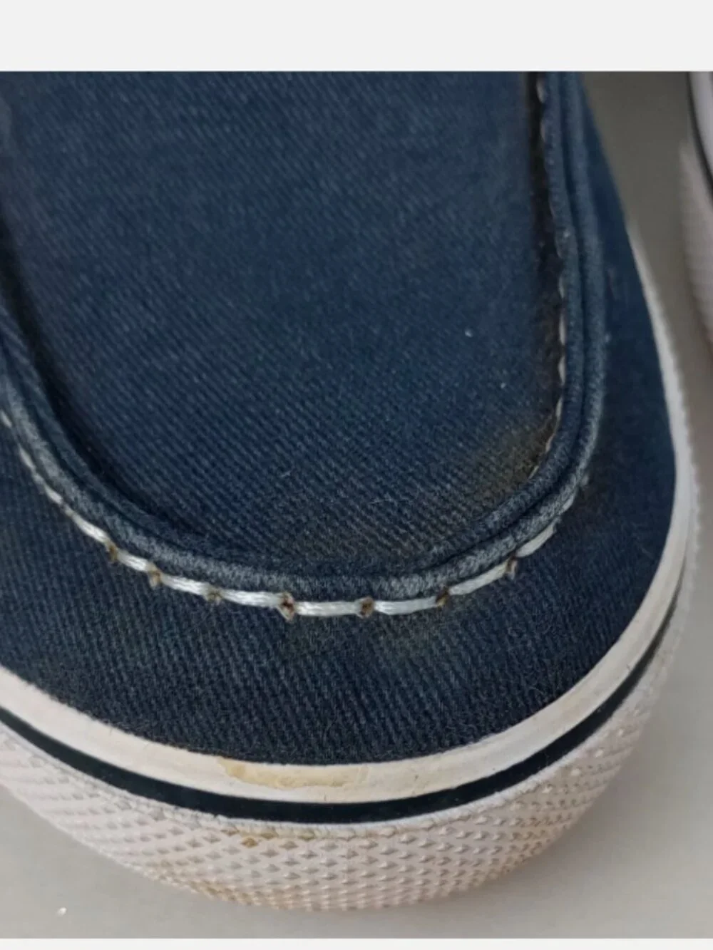 Sperry Top Sider Halyard Mens‎ 4M Blue Canvas 2 Eye White Tie Slip On Boat Shoes